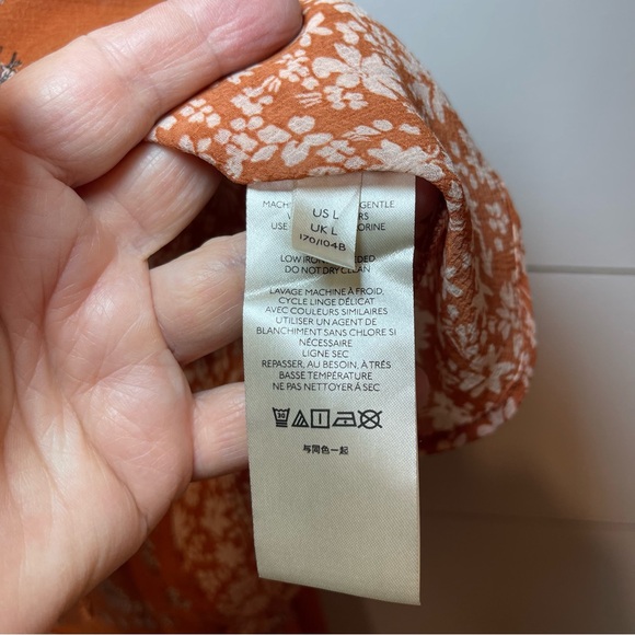 Free People Serena Floral Rust Orange Tunic Blouse Womens Size Large - Picture 4 of 7